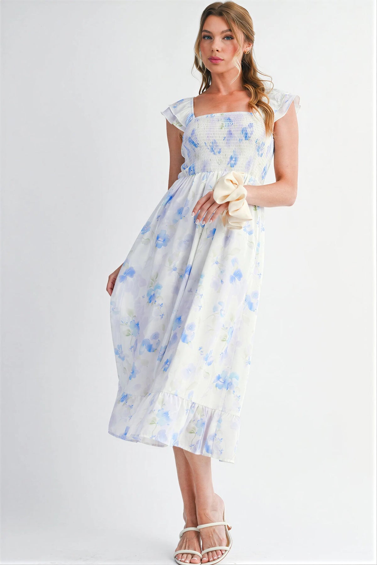 Kleid | Gestepptes Oberteil und Blumenmuster | Frühling/Sommer