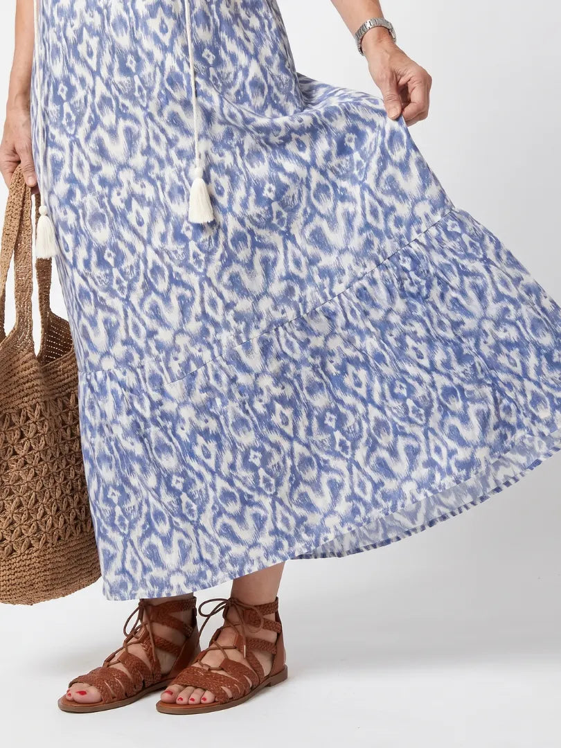 Ottoline | Tassel Tie Neck Printed Midi Dress