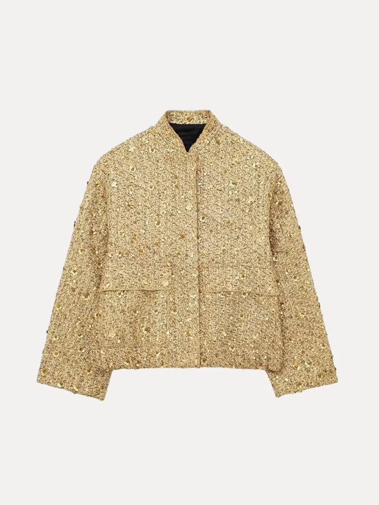 SARAH | Casual Bomberjack Met Gouden Pailletten – Comfort Meets Glamour