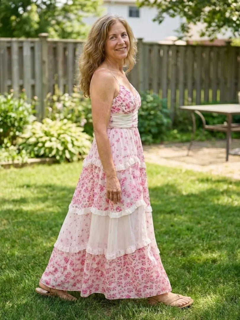 Linnea | Spaghetti Strap Ruched Bodice Floral Tiered Maxi Dress