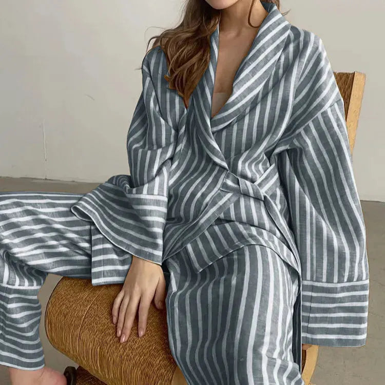 VESNA | Gestreepte Zomer Kimono Set Voor Dames - Flatterend & Tijdloos