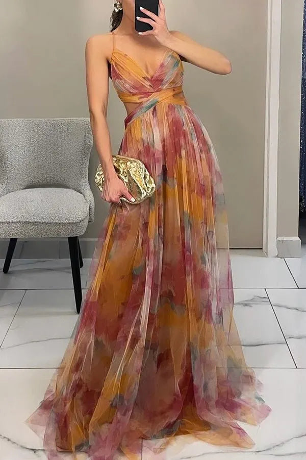 Elegante Maxikleid Im SchÃ¶nem Blumenmuster