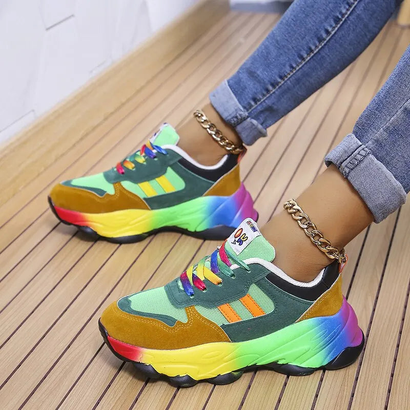 - SwiftStep Bequeme Regenbogen Turnschuhe