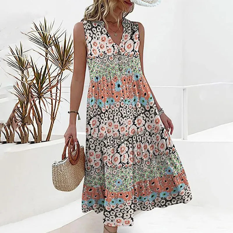 Elegantes Sommerkleid Mit Blumenmuster