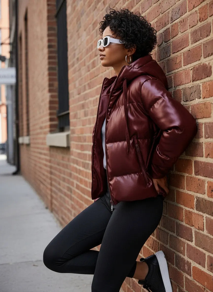 Isabelle Zeitlose Lederoptik Pufferjacke