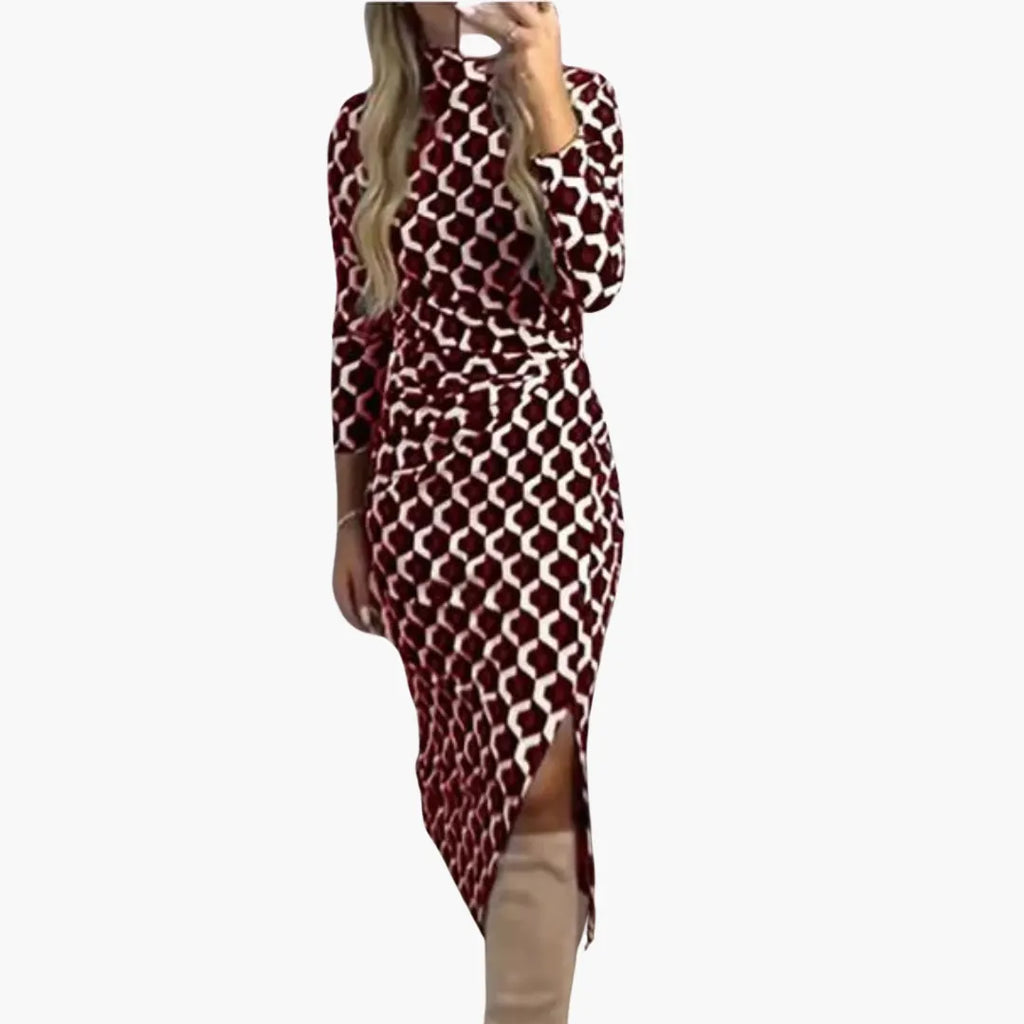 Summer dress - modern print design for women with slit