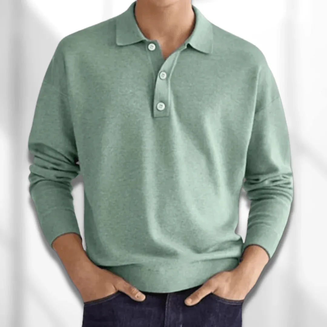 Herren Langarm Poloshirt Schwarz