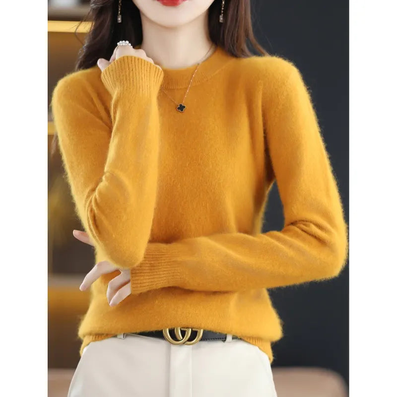 Kaschmir Pullover Damen Luxuriöser Rundhalsausschnitt, Weich & Modisch