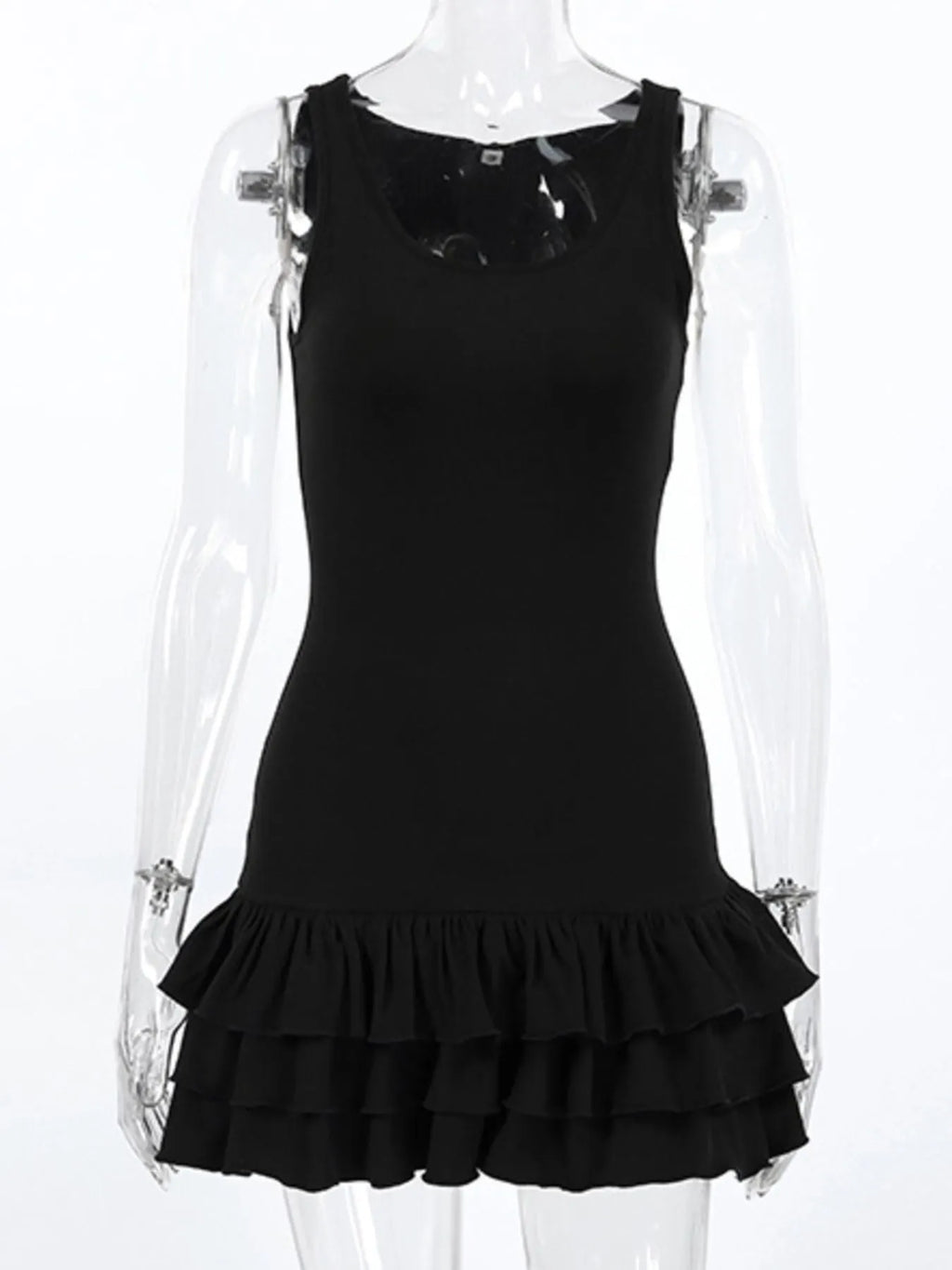 Ruffled Hem Round Neck Tank