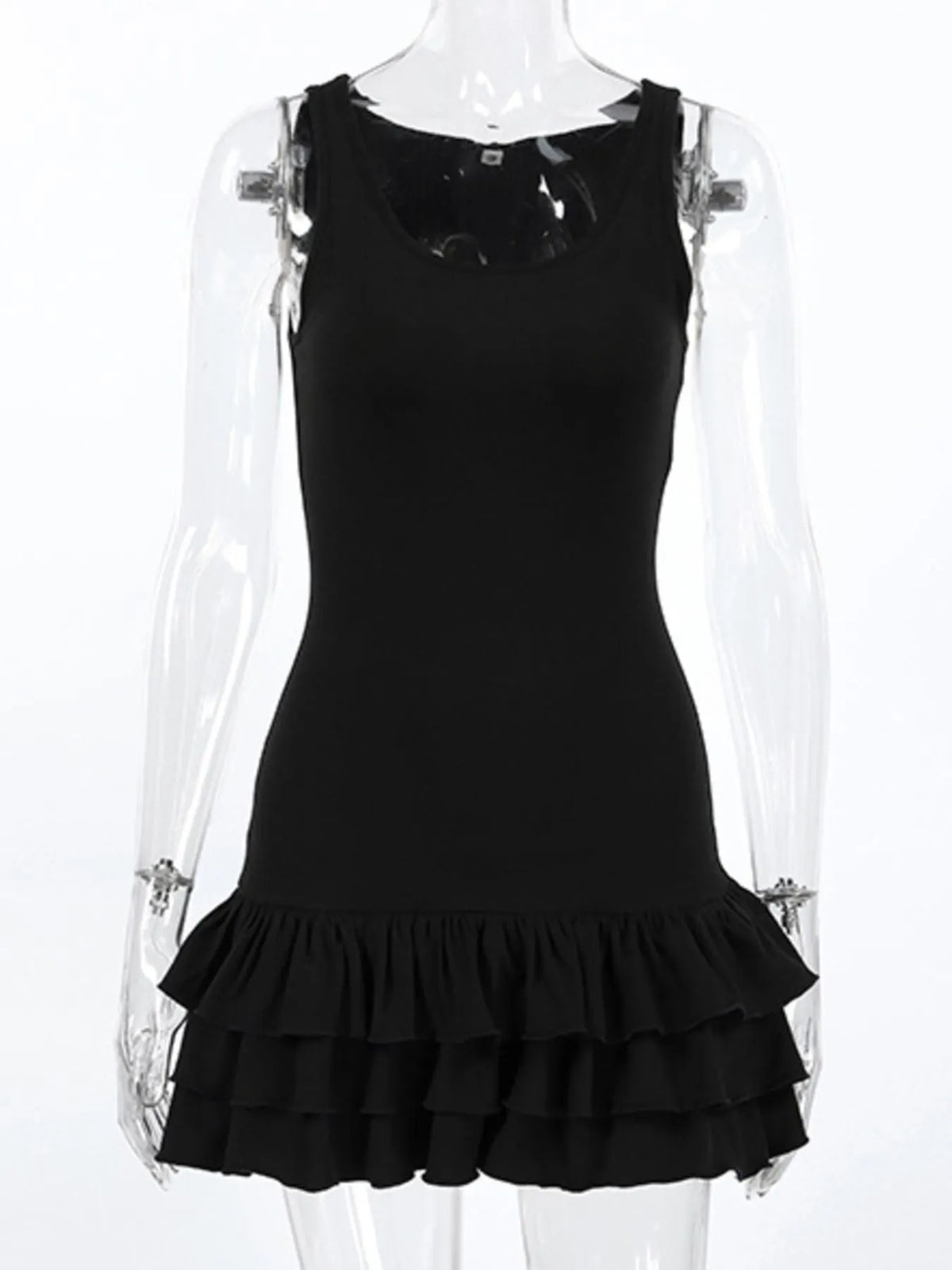Ruffled Hem Round Neck Tank