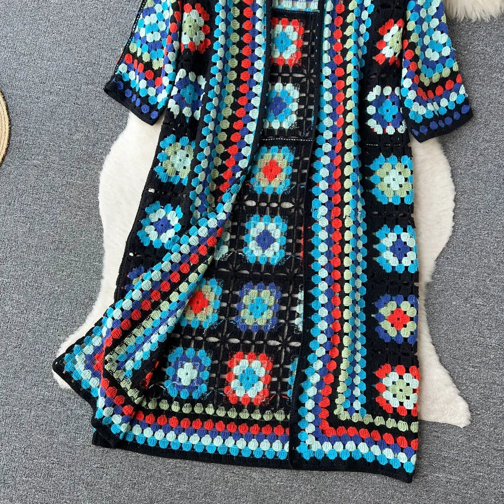 Silvia - Farverig strikket cardigan