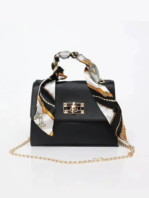Handtas Voor Dames | Luxe Leren Schoudertas Met Sjaal Handgreep En Gouden Sluiting