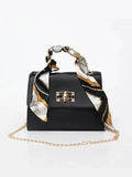 Handtas Voor Dames | Luxe Leren Schoudertas Met Sjaal Handgreep En Gouden Sluiting