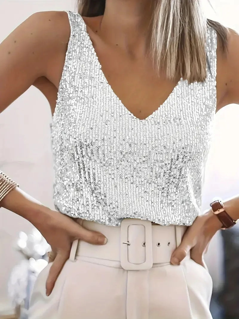 Elegantes Ärmelloses Top mit Pailletten