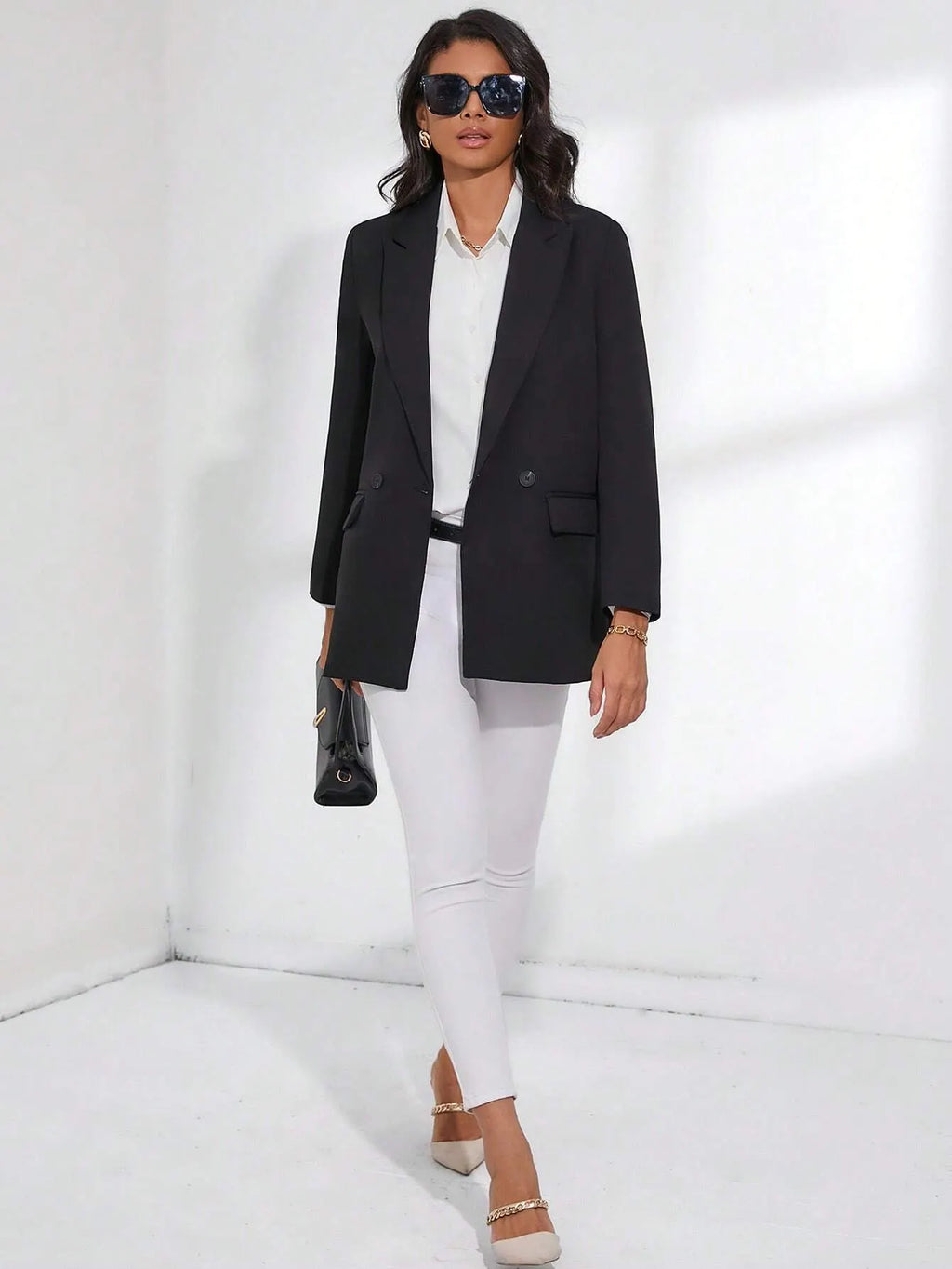 Blazer Feminino Alfaiataria Social Preto MaitÃª