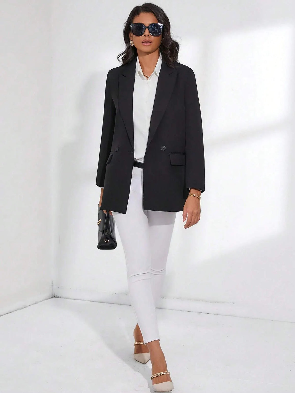 Blazer Feminino Alfaiataria Social Preto MaitÃª