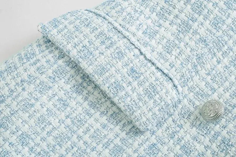 Stylish Light Blue Women's Blazer with Button Closure