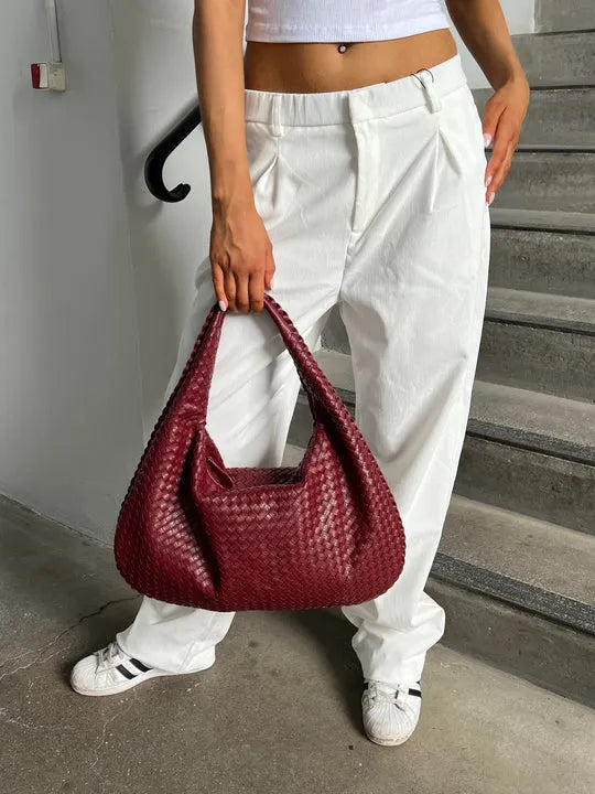 Tote Bag – Intrecciato Geweven Dames Tas, Vegan Leer & Tijdloze Elegant
