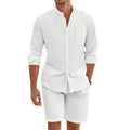 Herren Lässiges Hemd und Shorts Set mit atmungsaktiver Leinenstruktur