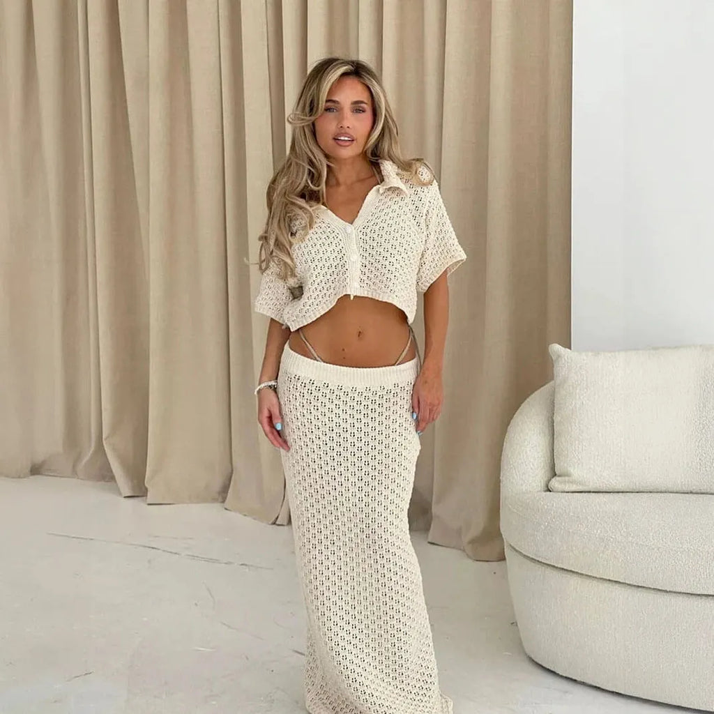 Boho Chic Zweiteiler: Cropped Top & Rock