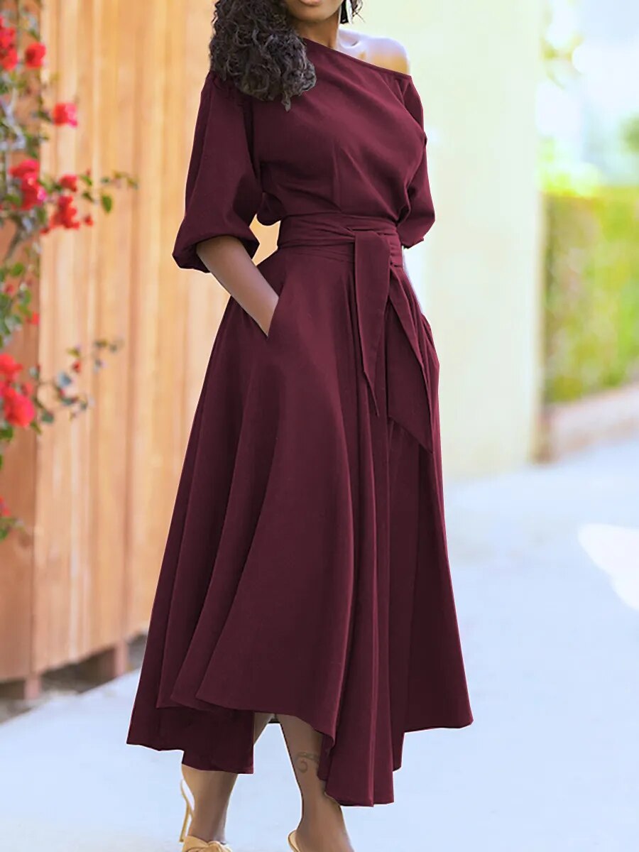 - Kleid mit Schnürung und Laternenärmeln