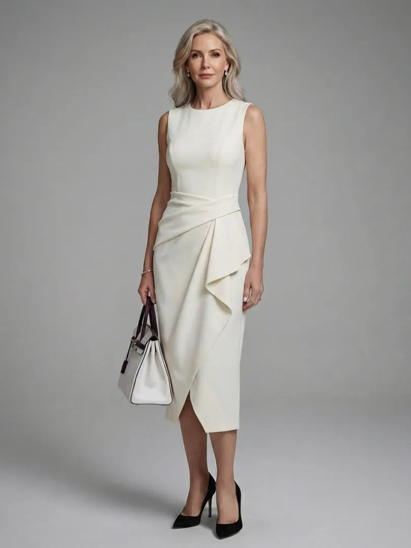 Lunara | Sleeveless Asymmetric Draped Midi Dress