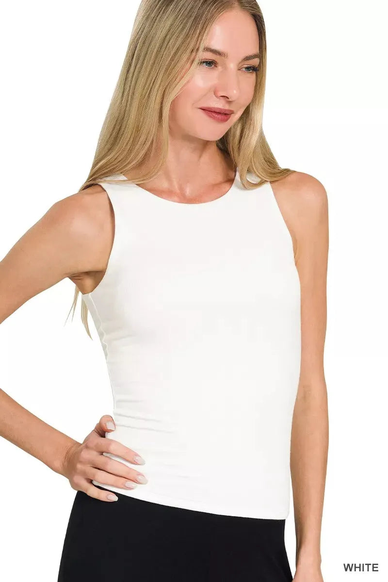 Zenana Premium Rayon Double Layered Round Neck Tank Top