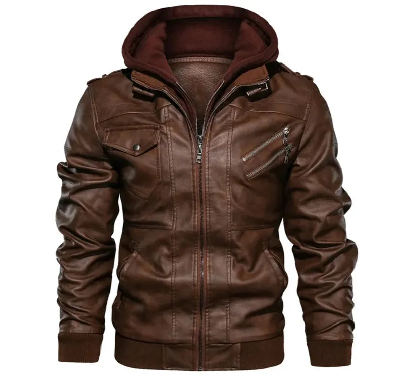 Lederjacke Mit Kapuze FÃ¼r Herren