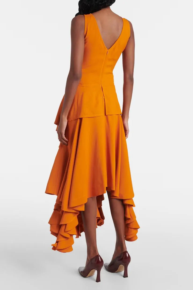 Asymmetrisches Kleid mit Volant-Rock