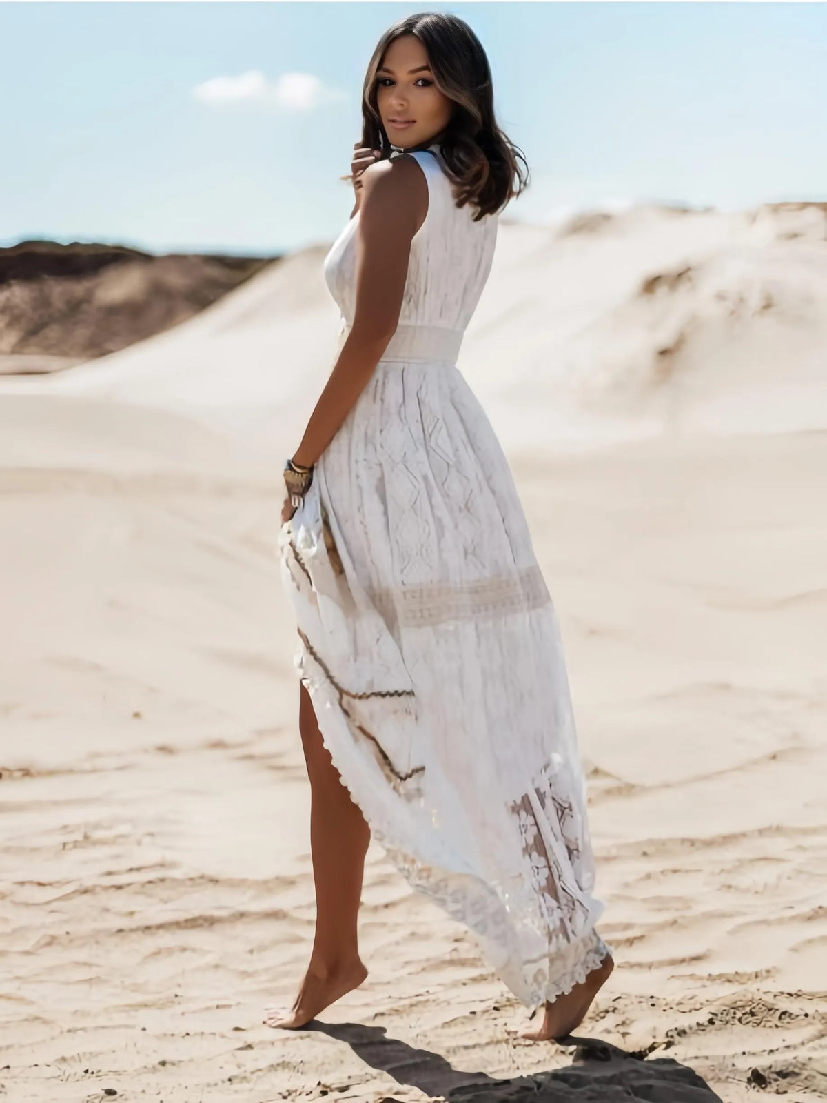 SolÃ©aâ„¢ â€“ Sommerliches Maxikleid im Boho-Stil mit Spitze & Schlitz