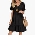 Womenâs A-Line Dress with V-Neckline and Tiered Skirt