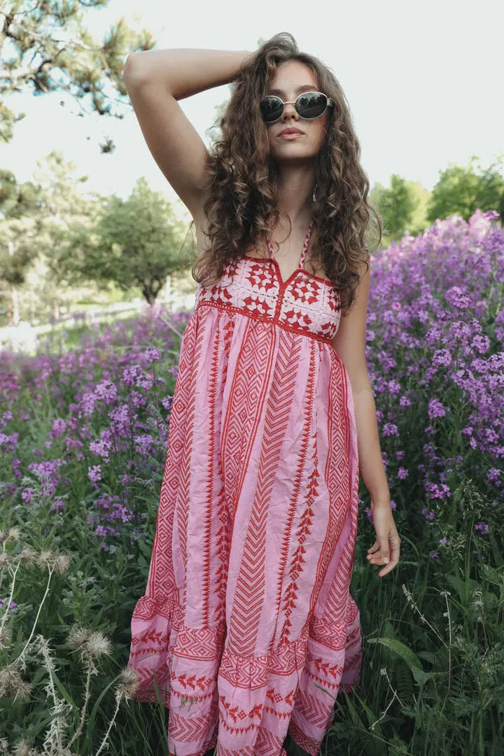 BÃ¶hmisches Maxikleid mit Stickerei