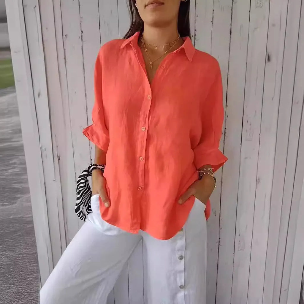 Damen Leichte Leinenbluse