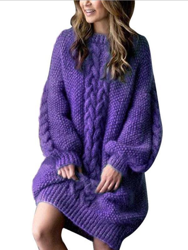 Loose Purple Long Sweater
