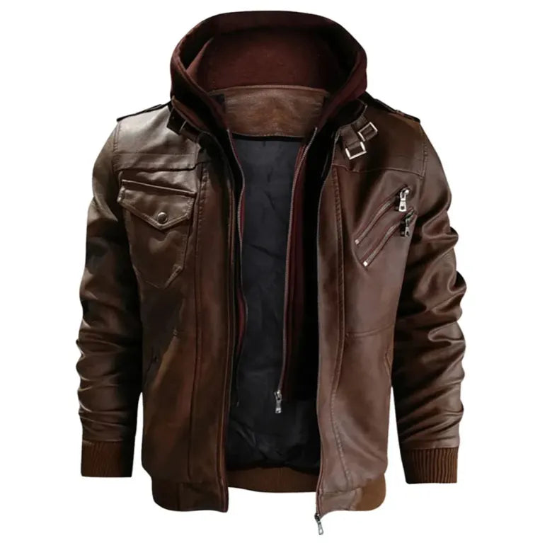 Lederjacke Mit Kapuze FÃ¼r Herren