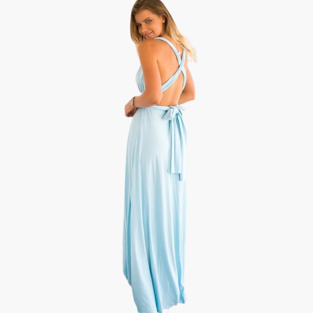 Womenâ€™s Convertible Maxi Dress with Backless Design and Adjustable Waist