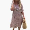 Womenâ€™s Midi Dress with Ruffle Sleeves and Relaxed Fit