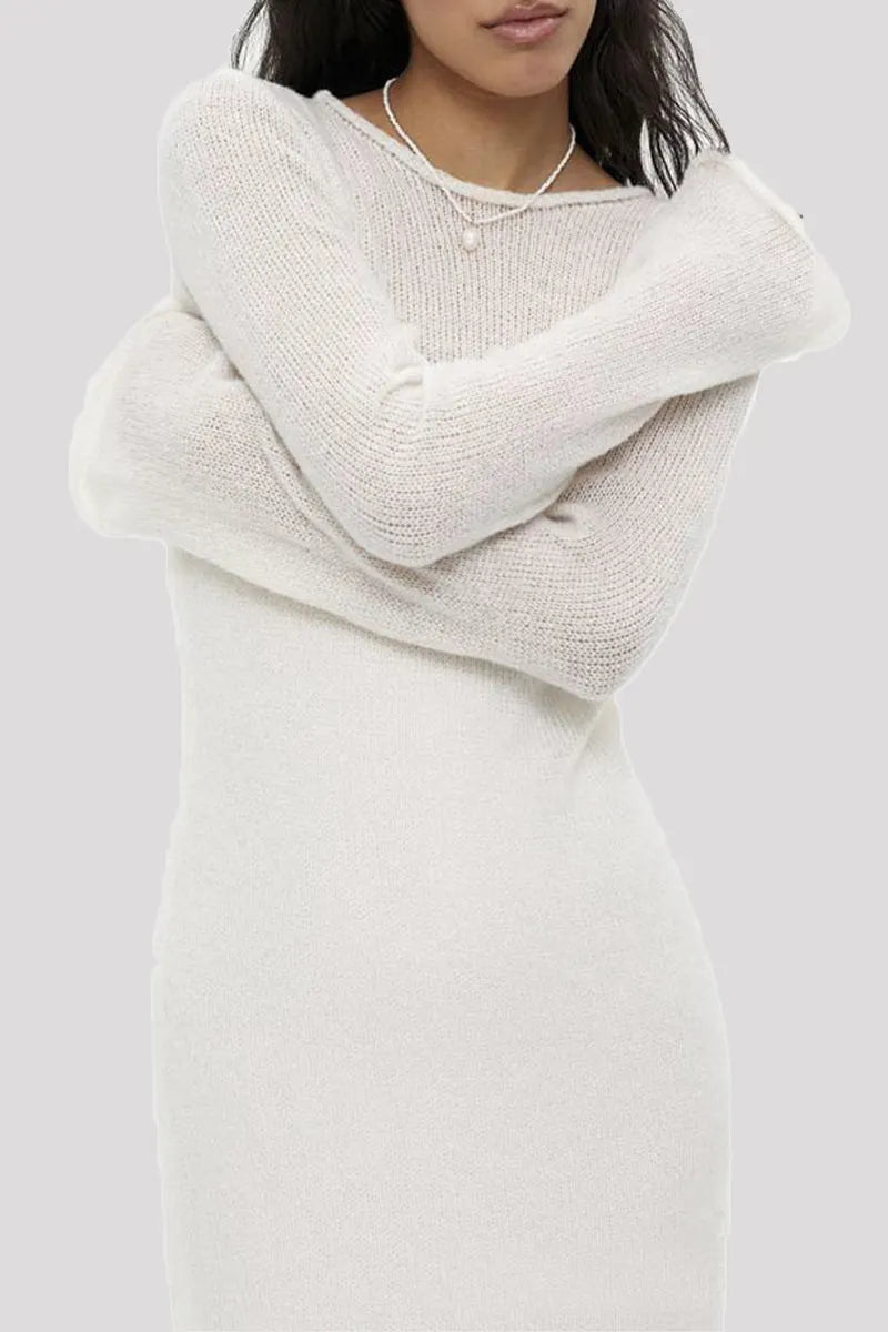 Casual Solid Hollowed Out O Neck Long Sleeve Two Pieces(3 Colors)