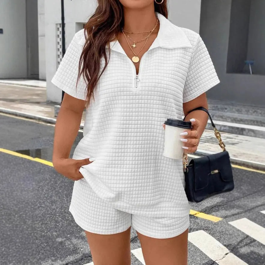 Ensemble haut et short jacquard dÃ©contractÃ©