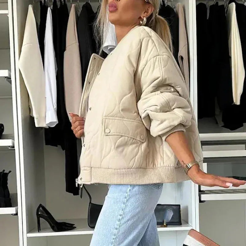 Oversized Women's Bomber Jacket with Padded Fit