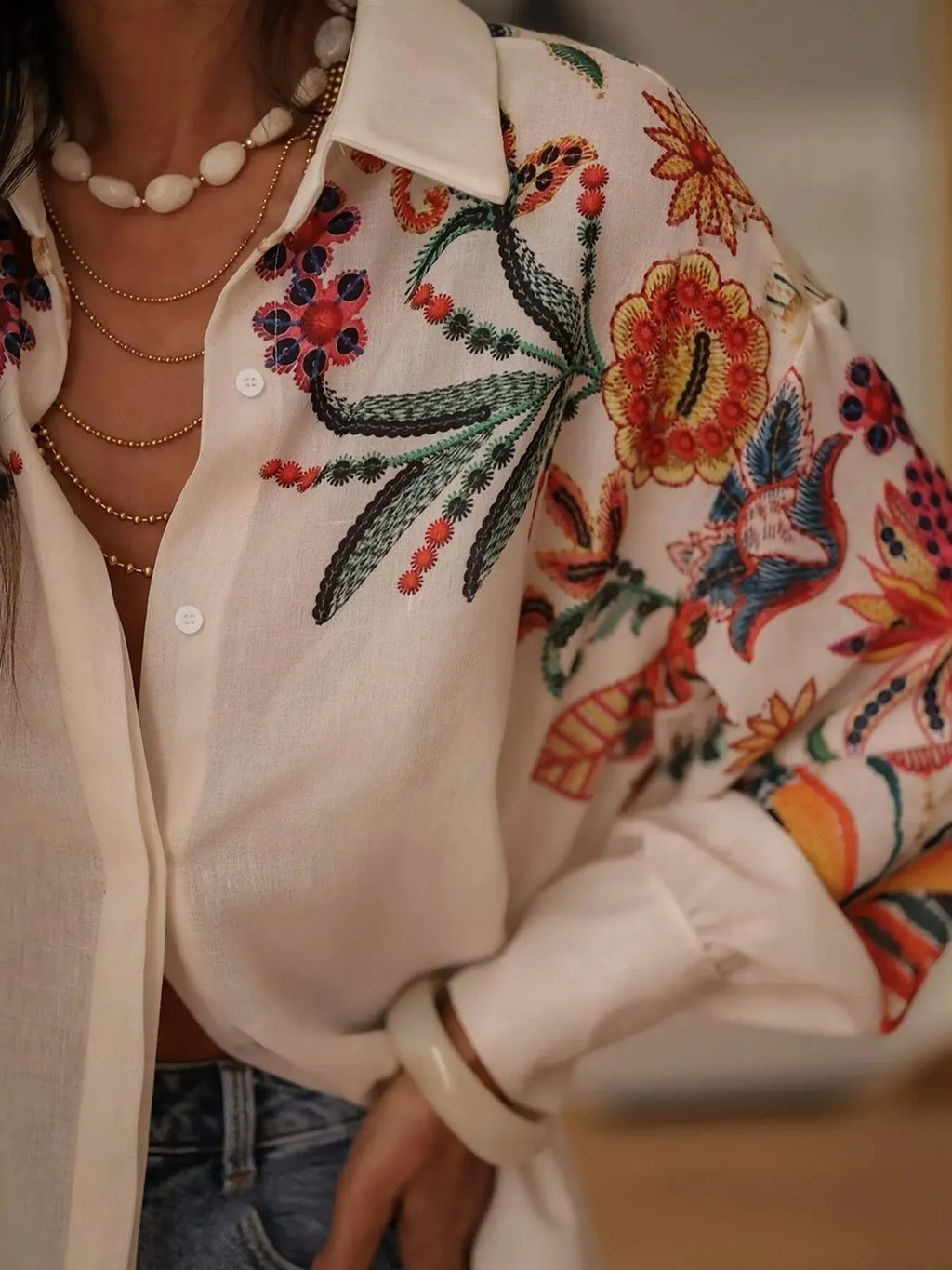 Floral Button Up Long Sleeve Shirt