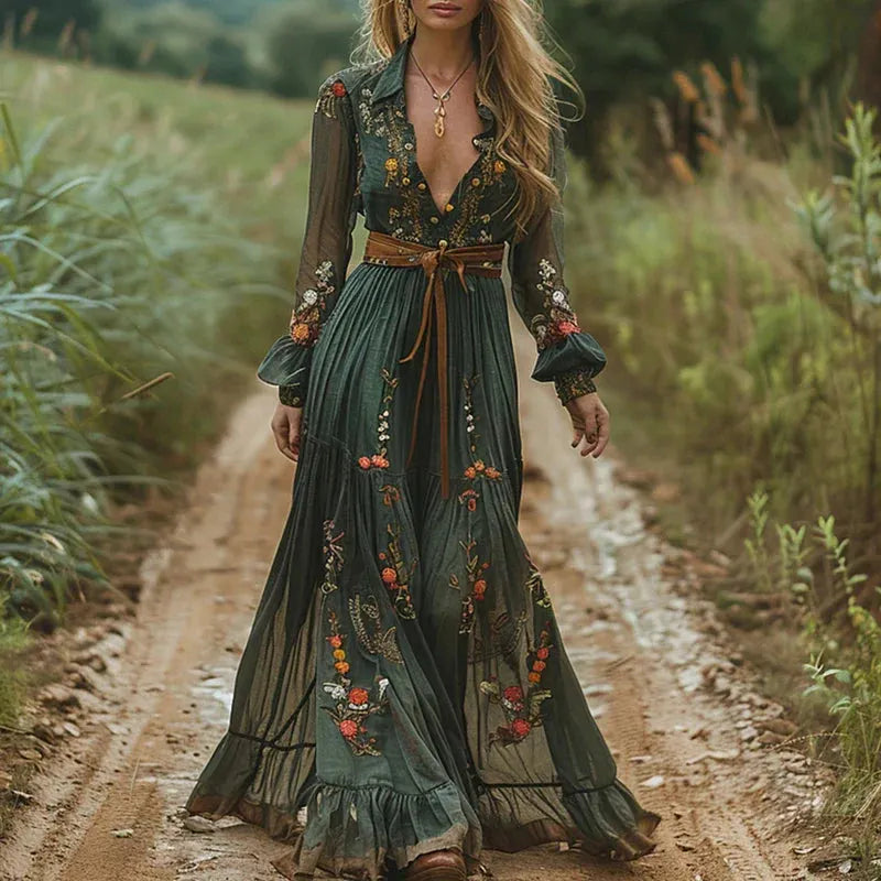 Flowy Bohemian Maxi Dress for Women