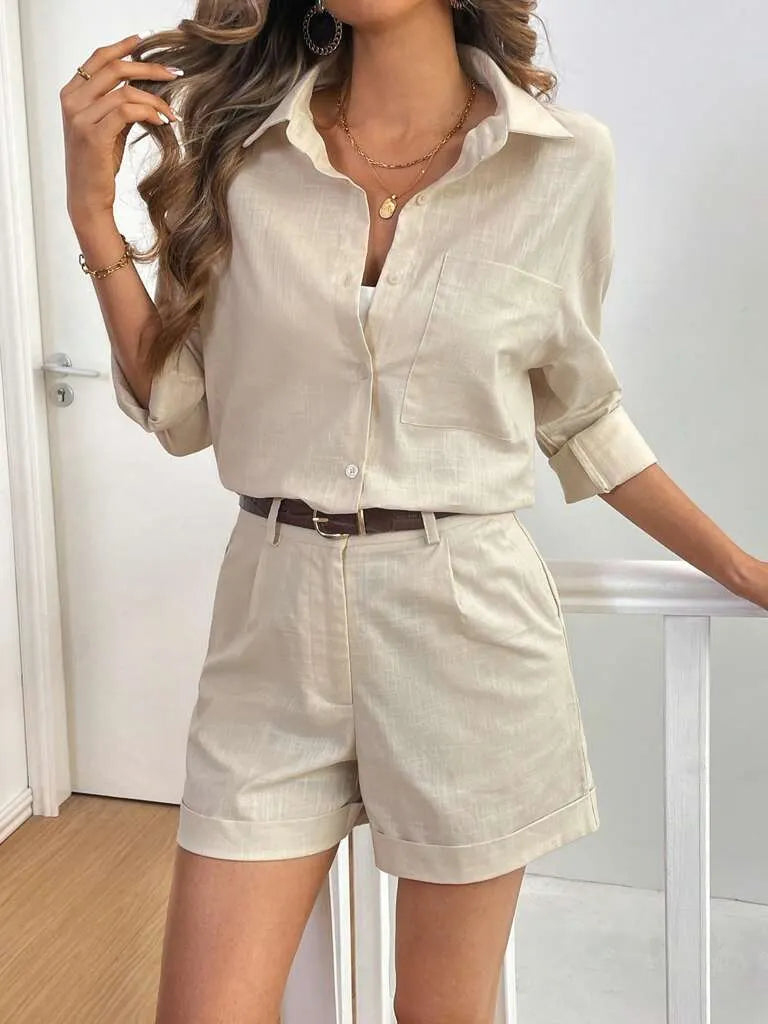 Conjunto Feminino Short e Blusa 100% AlgodÃ£o Jasmine Damasco