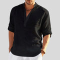 Herren Langarm Poloshirt Schwarz