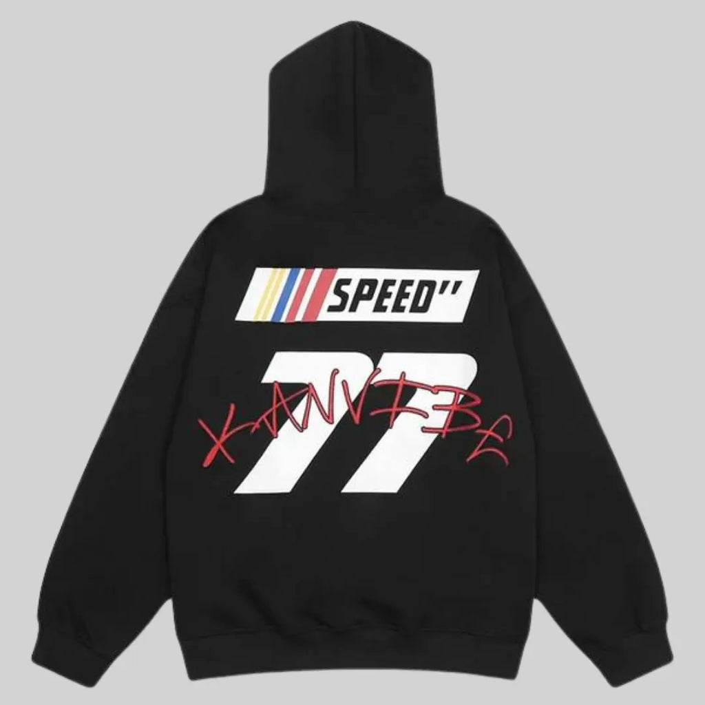 Hoodie - Weinlese - Speed Druck Gestickt