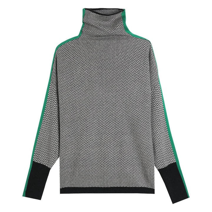 Geometrisch gestrickter Rollkragenpullover