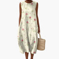 Womenâs Round Neck Sleeveless Midi Dress with Pockets