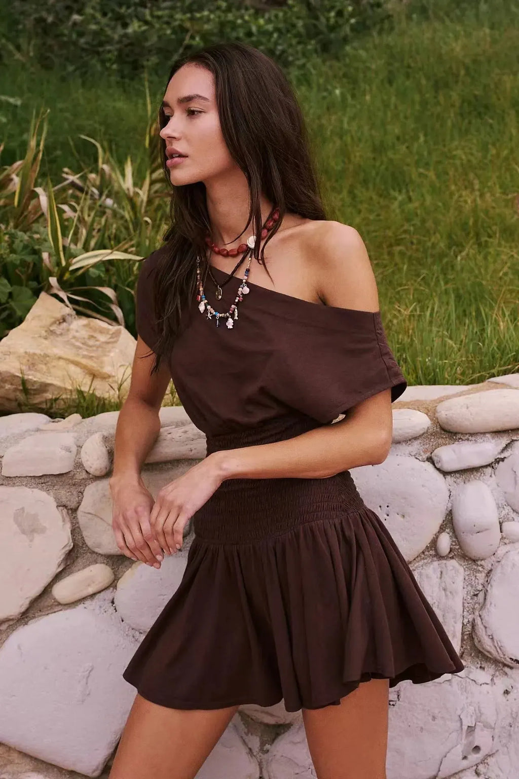 ELINA | Korte Katoenen Zomerjurk Met Off-Shoulder En Elastische Taille â€“ Luchtig, Casual, Comfortabel