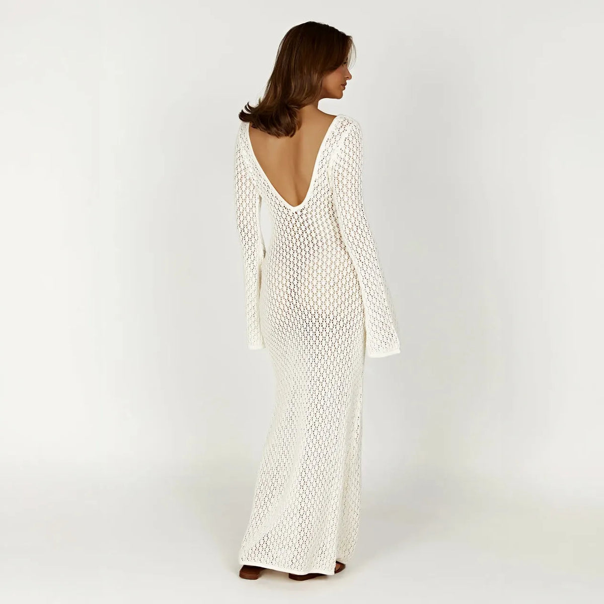 Fließendes Kleid mit offenem Webmuster
