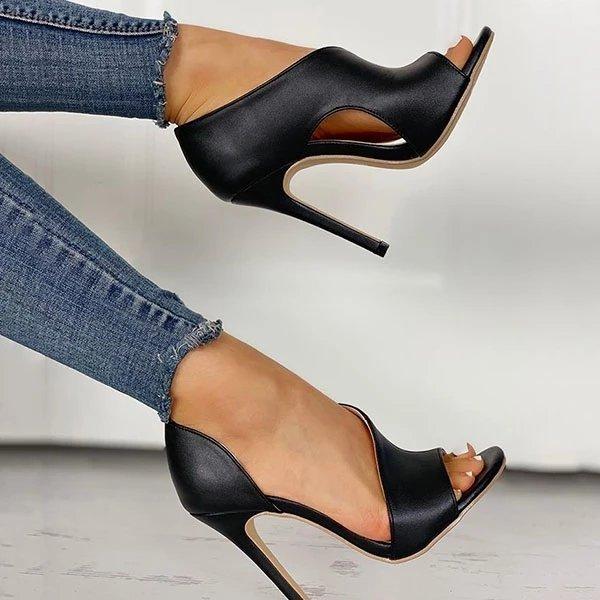 Open toe stiletto heel pumps